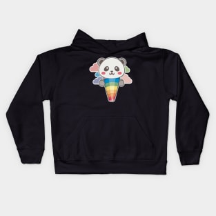 Cute Kawaii Panda Pride with rainbow ice con Kids Hoodie